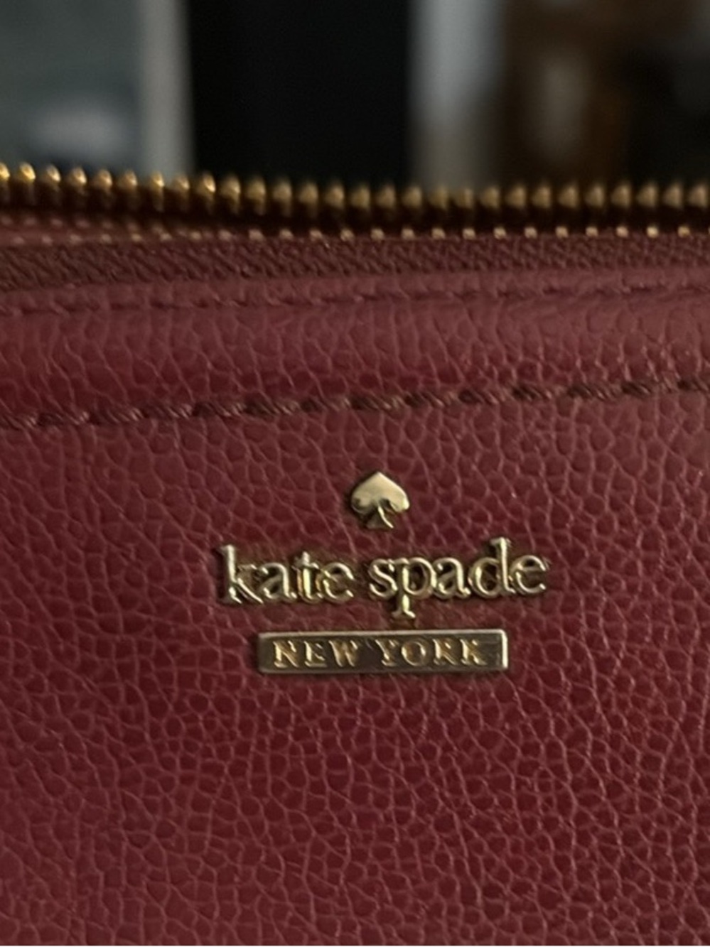 Kate Spade Anita Patterson Drive Double Zip Wallet Wristlet Red Burgundy